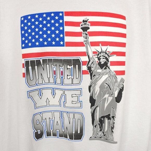 Vintage American Flag Sweatshirt Mens Size XL White 90s Y2K Statue Of Liberty - Picture 2 of 5